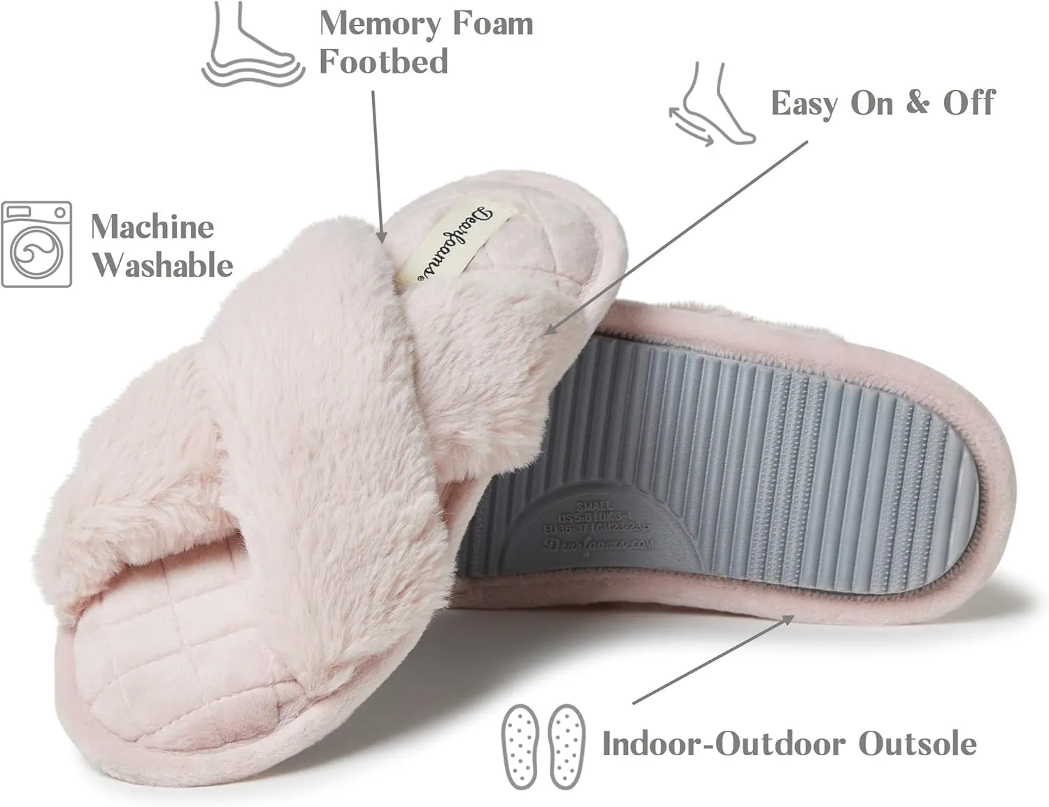 Dearfoams Women's Jessica Furry Cross Band Slide Slipper