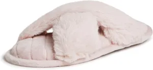 Dearfoams Women's Jessica Furry Cross Band Slide Slipper