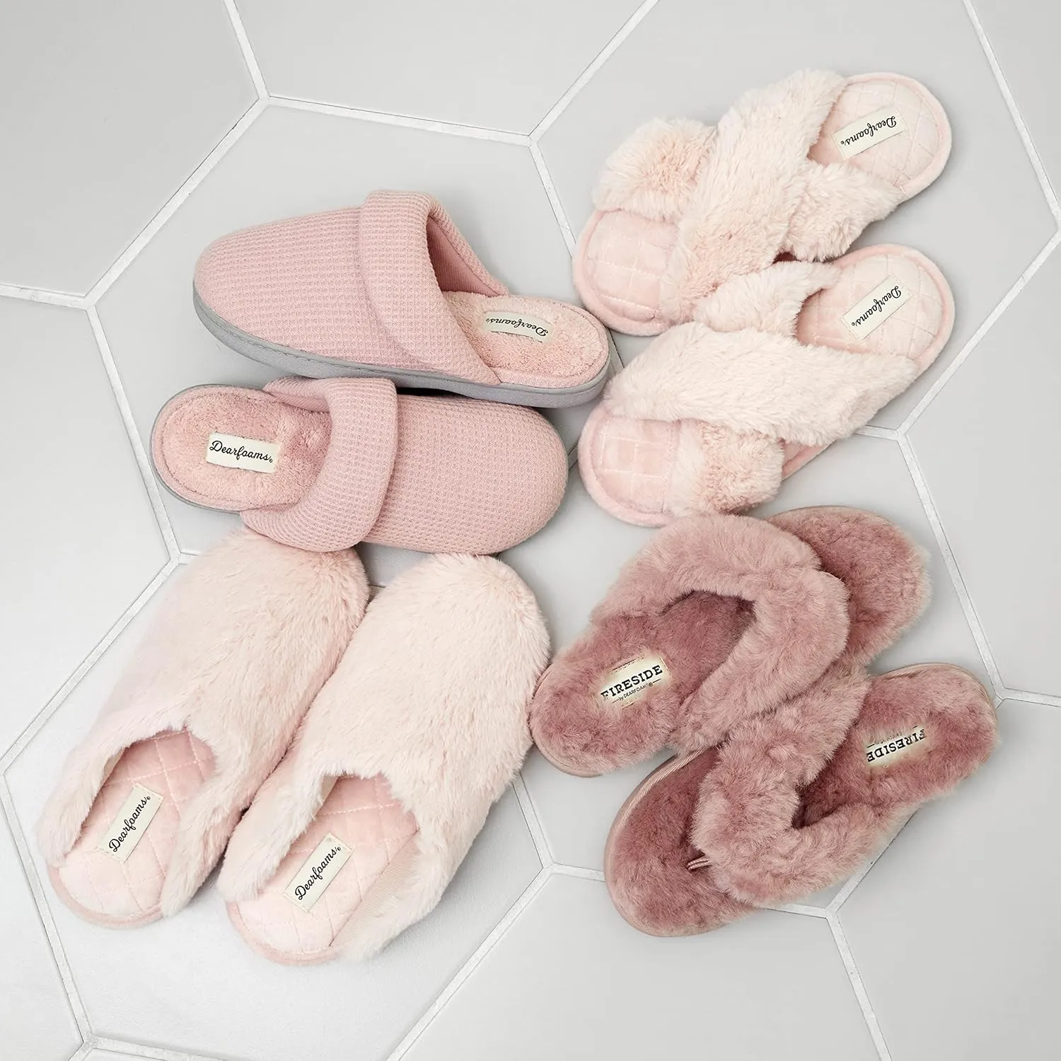Dearfoams Women's Jessica Furry Cross Band Slide Slipper