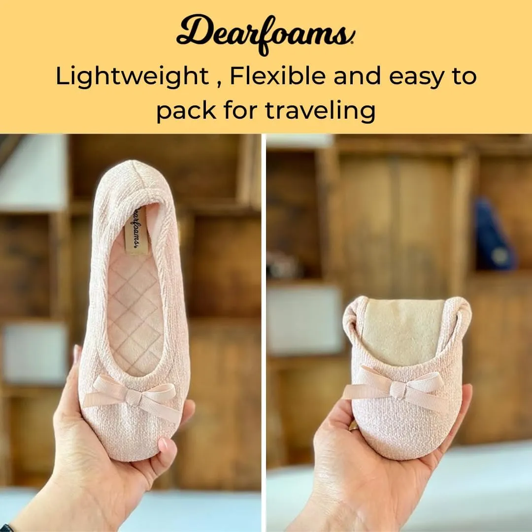 Dearfoams Women's Layla Ballerina with Suede Outsole Slipper