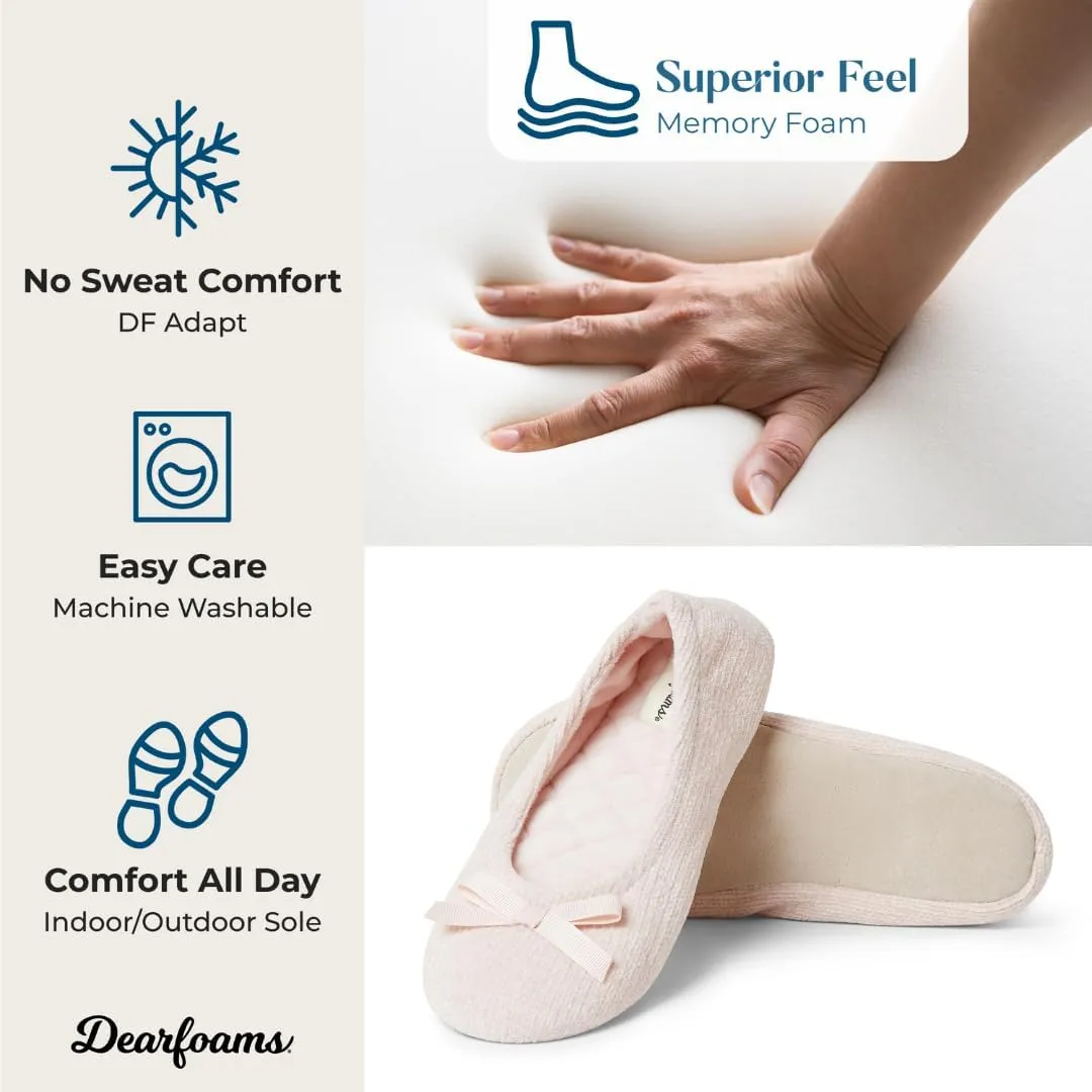 Dearfoams Women's Layla Ballerina with Suede Outsole Slipper