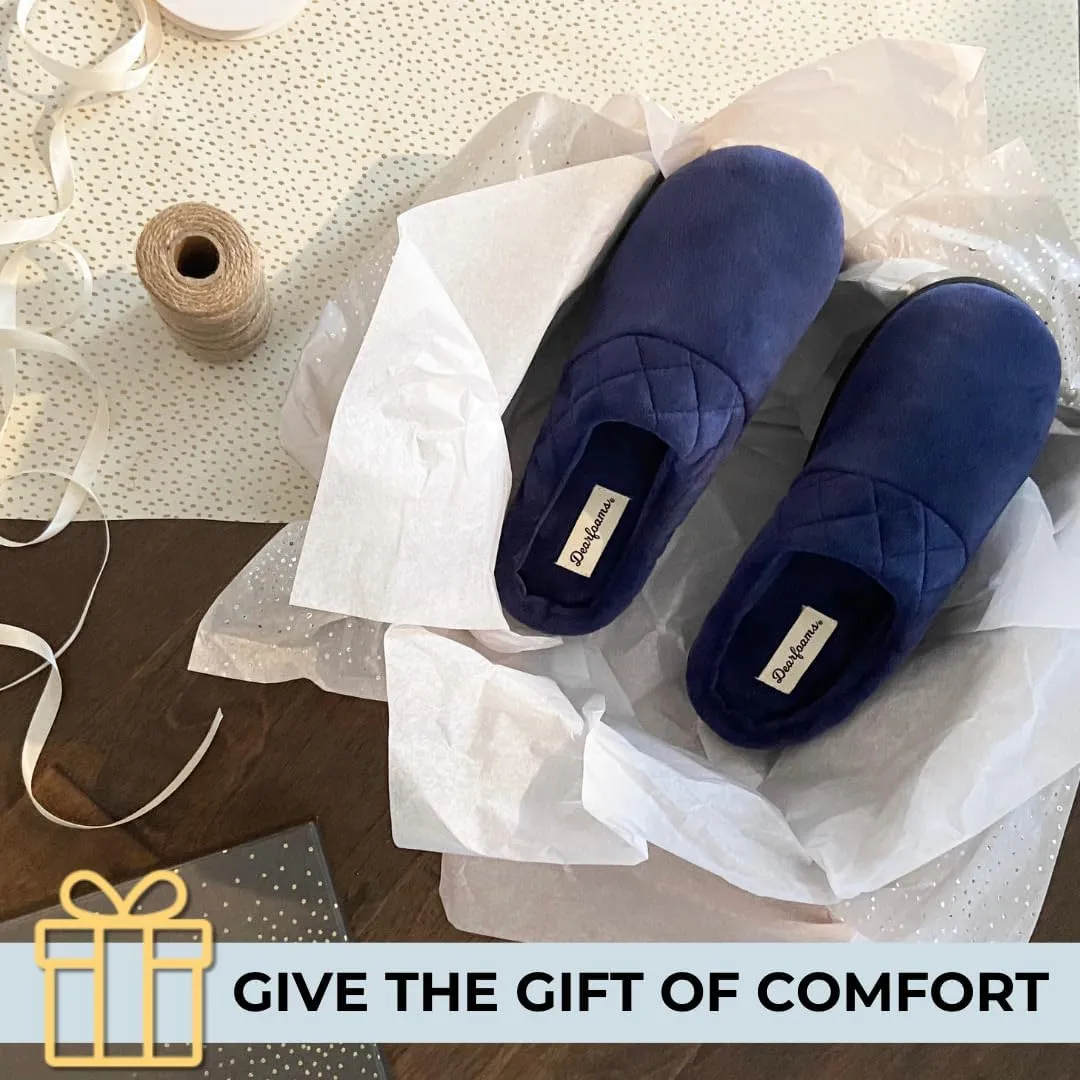 Dearfoams Women's Memory Foam Indoor Outdoor Darcy Velour Clog House Slipper with Wide Widths
