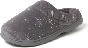 Dearfoams Women's Memory Foam Indoor Outdoor Darcy Velour Clog House Slipper with Wide Widths