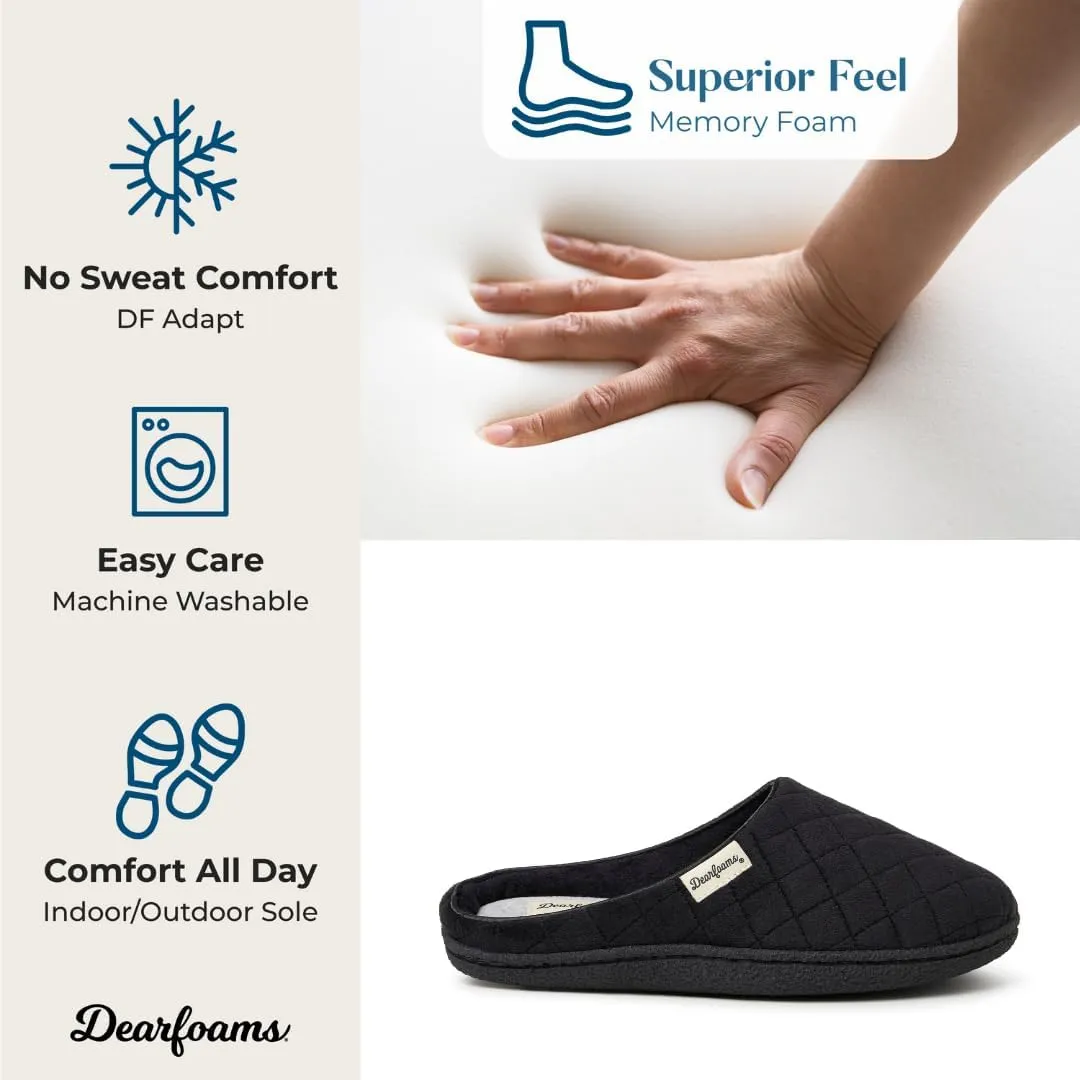 Dearfoams Women's Memory Foam Washable Leslie Clog House Slipper with Wide Widths