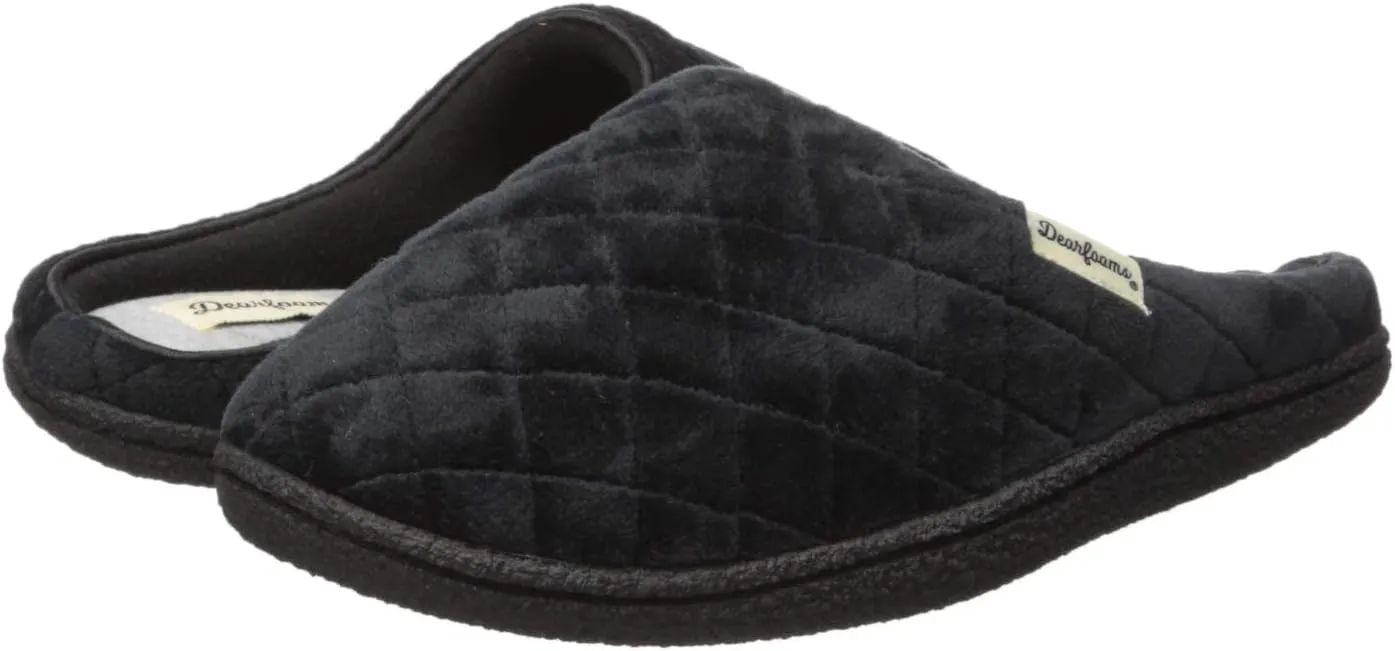 Dearfoams Women's Memory Foam Washable Leslie Clog House Slipper with Wide Widths