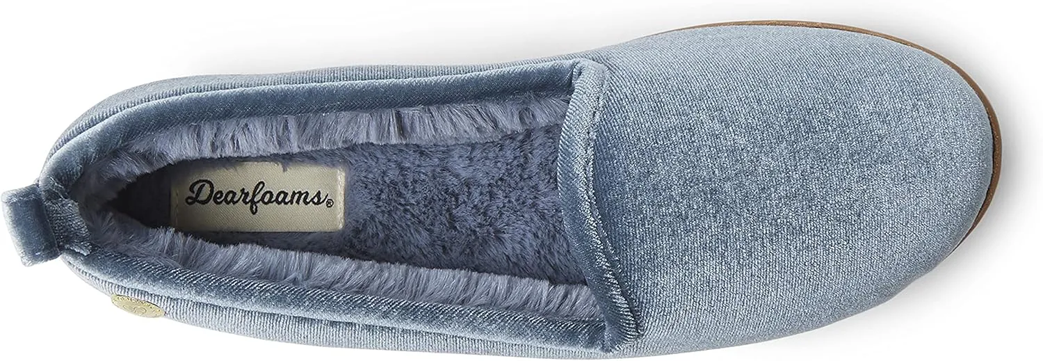 Dearfoams Women's Rachel Shiny Velour Closed Back Slipper