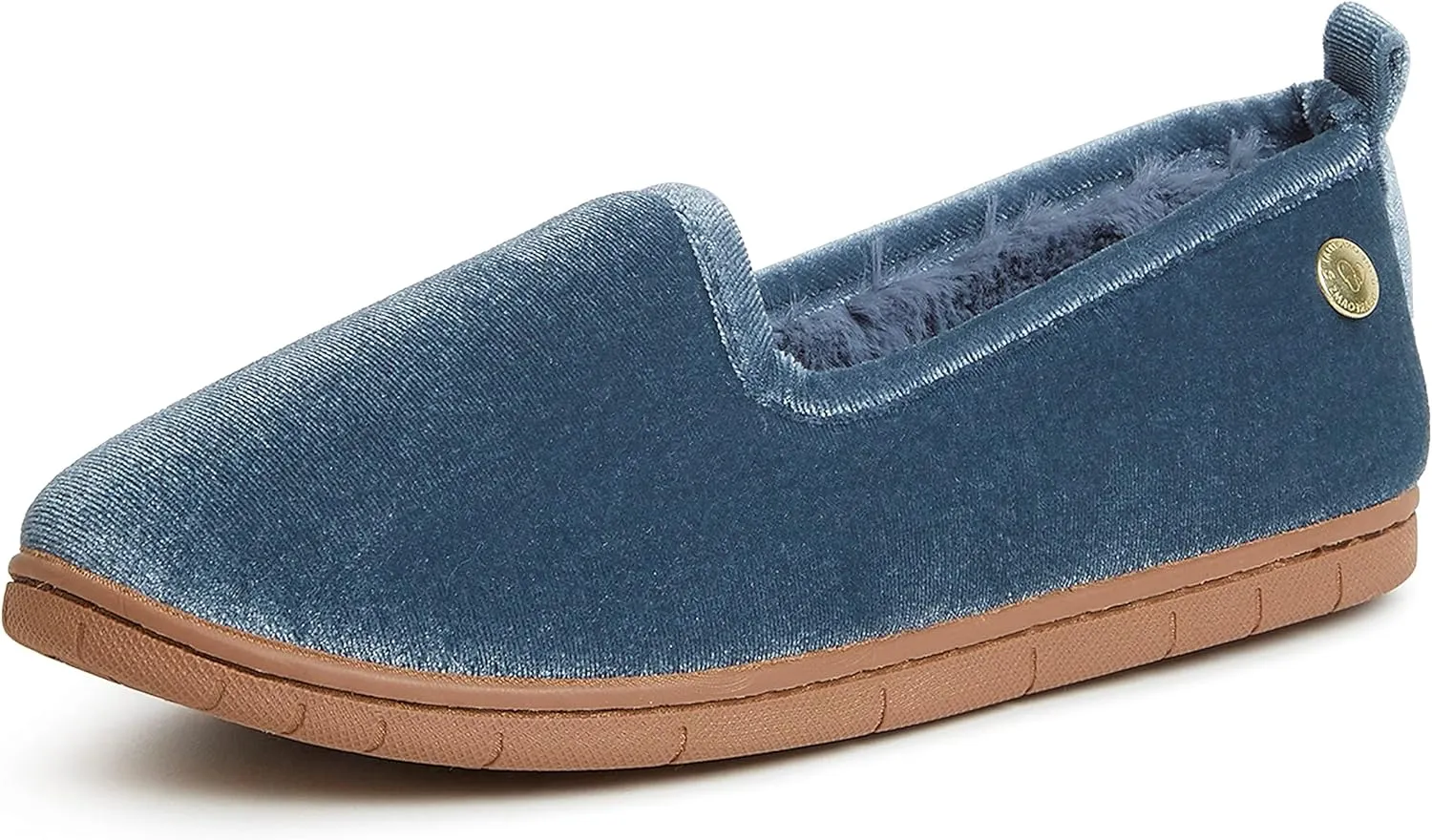 Dearfoams Women's Rachel Shiny Velour Closed Back Slipper