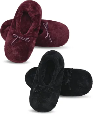 DICUIRD Ballerina House Slippers for Women, Anti-Skid Comfy Warm Ballet Style Slippers