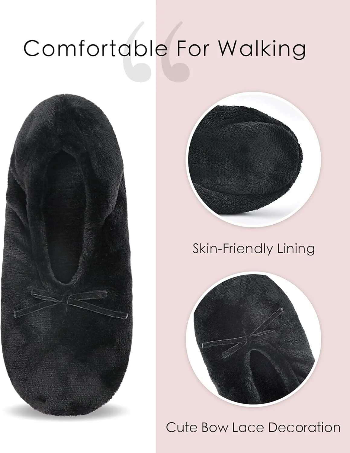 DICUIRD Ballerina House Slippers for Women, Anti-Skid Comfy Warm Ballet Style Slippers