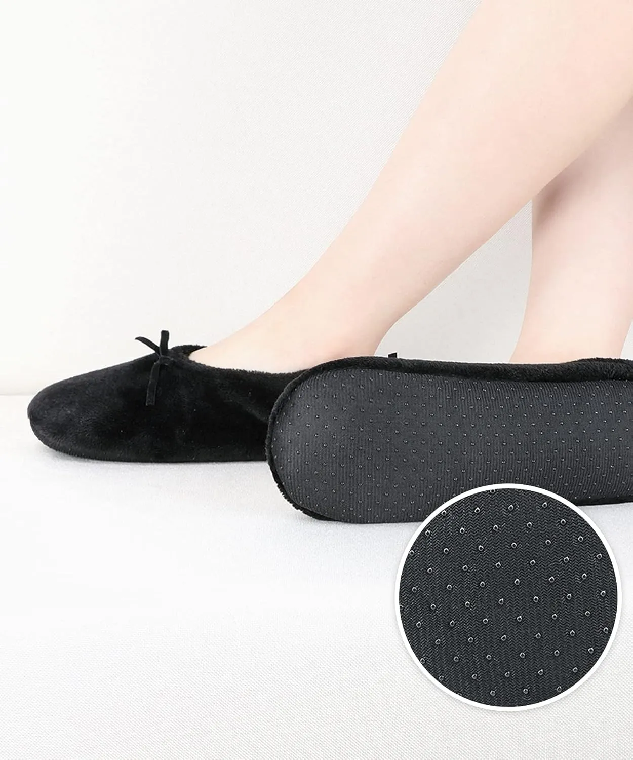 DICUIRD Ballerina House Slippers for Women, Anti-Skid Comfy Warm Ballet Style Slippers