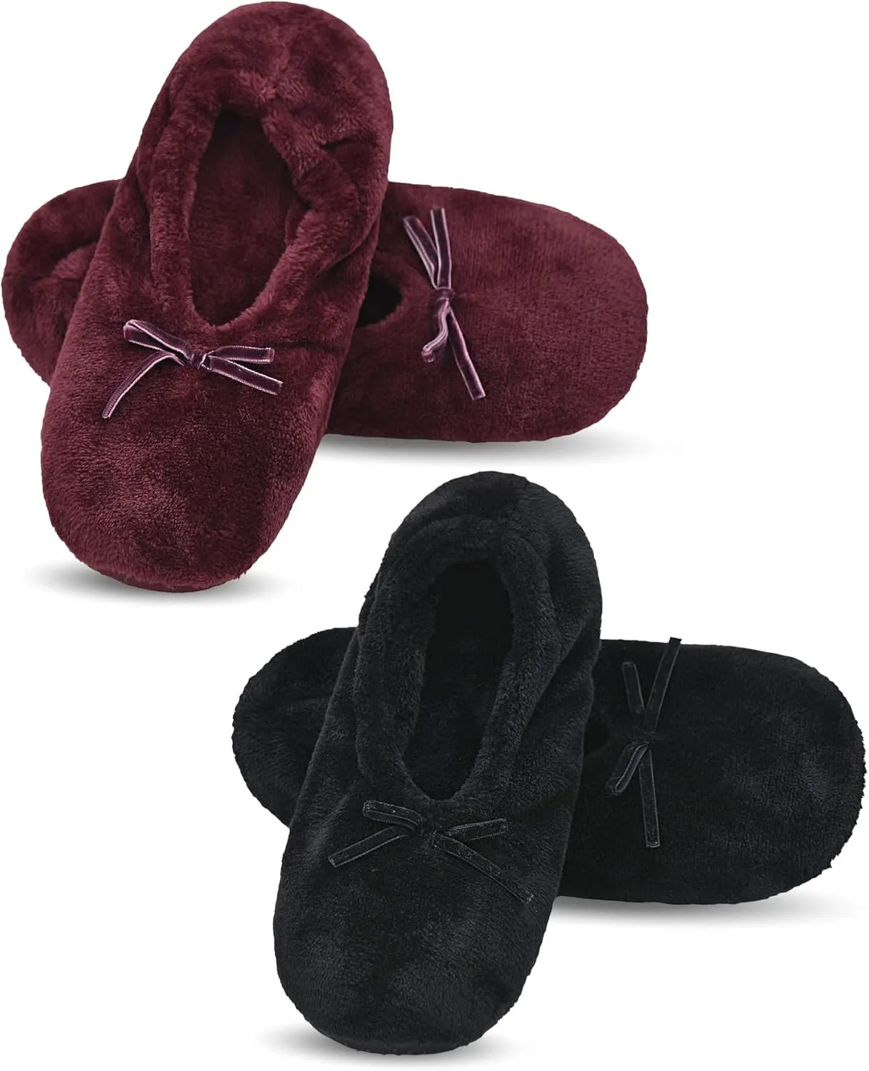 DICUIRD Ballerina House Slippers for Women, Anti-Skid Comfy Warm Ballet Style Slippers