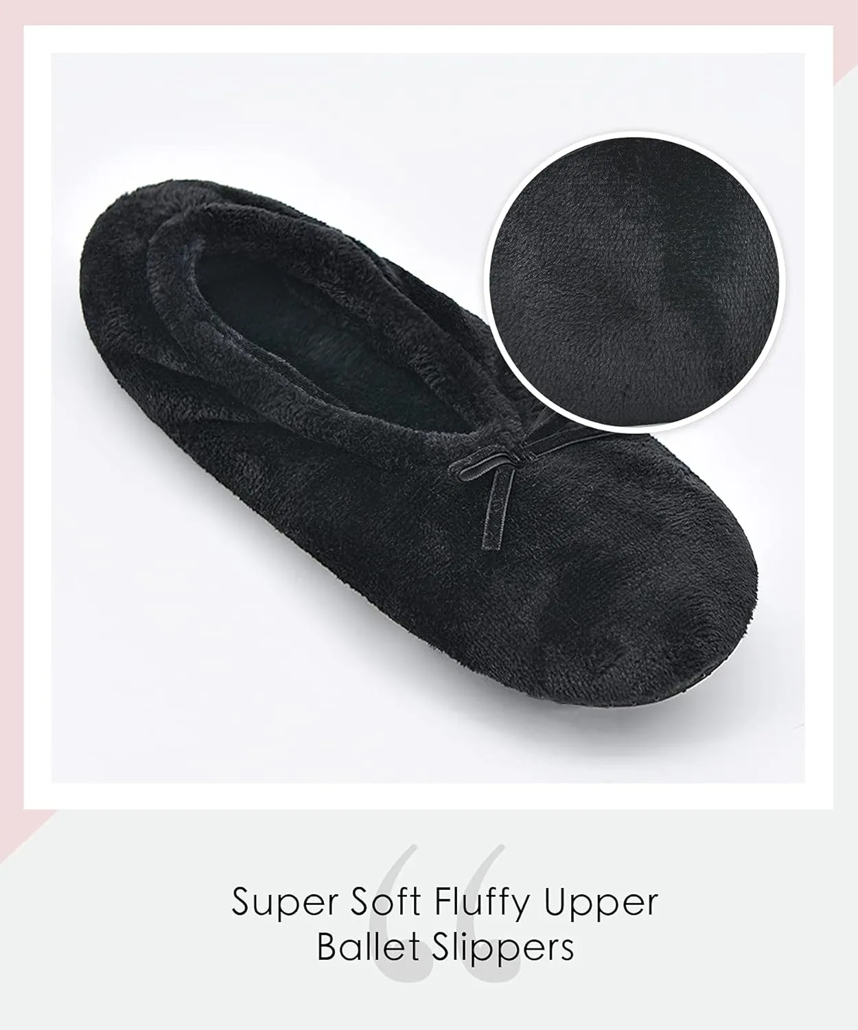 DICUIRD Ballerina House Slippers for Women, Anti-Skid Comfy Warm Ballet Style Slippers