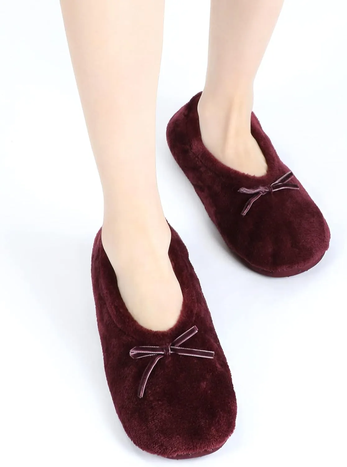 DICUIRD Ballerina House Slippers for Women, Anti-Skid Comfy Warm Ballet Style Slippers