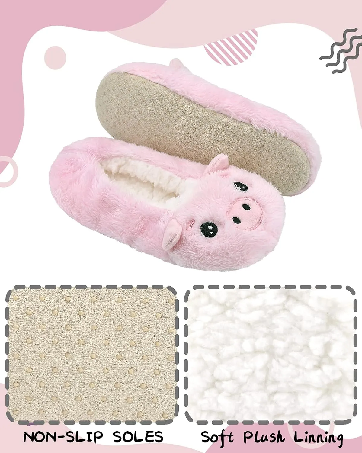 DICUIRD Kid's Animal Slipper Socks, Cartoon Cozy Fleece Indoor Kids Slipper, Fluzzy Warm Bedroom Shoes