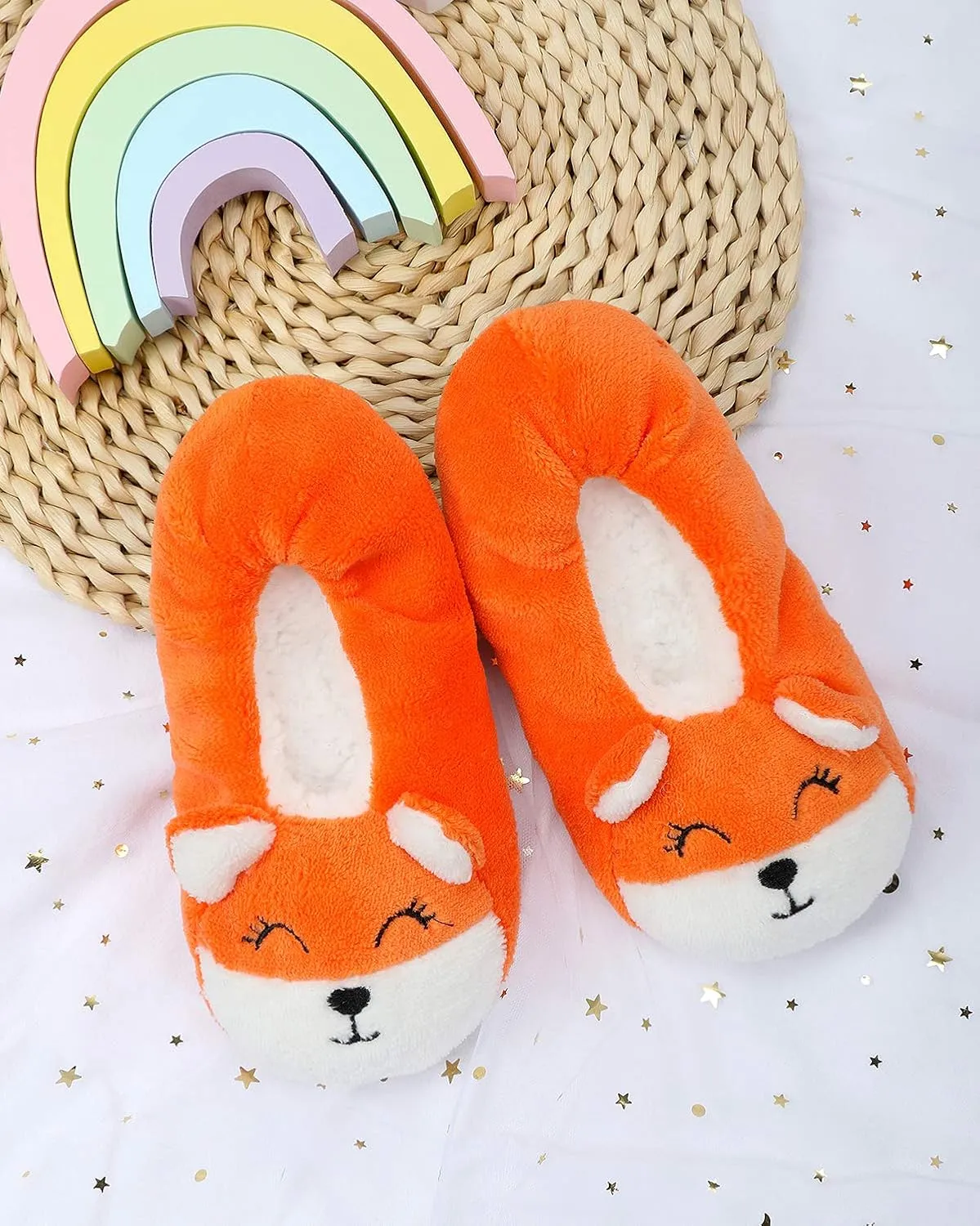 DICUIRD Kid's Animal Slipper Socks, Cartoon Cozy Fleece Indoor Kids Slipper, Fluzzy Warm Bedroom Shoes