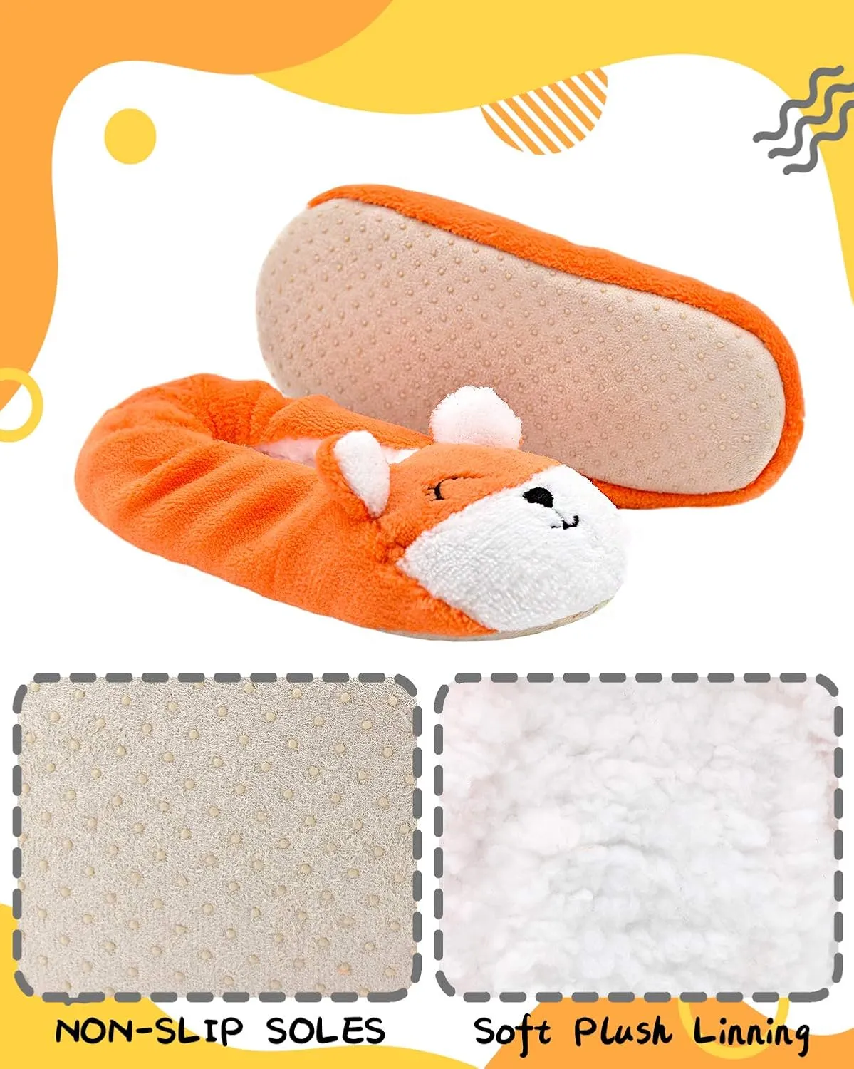 DICUIRD Kid's Animal Slipper Socks, Cartoon Cozy Fleece Indoor Kids Slipper, Fluzzy Warm Bedroom Shoes
