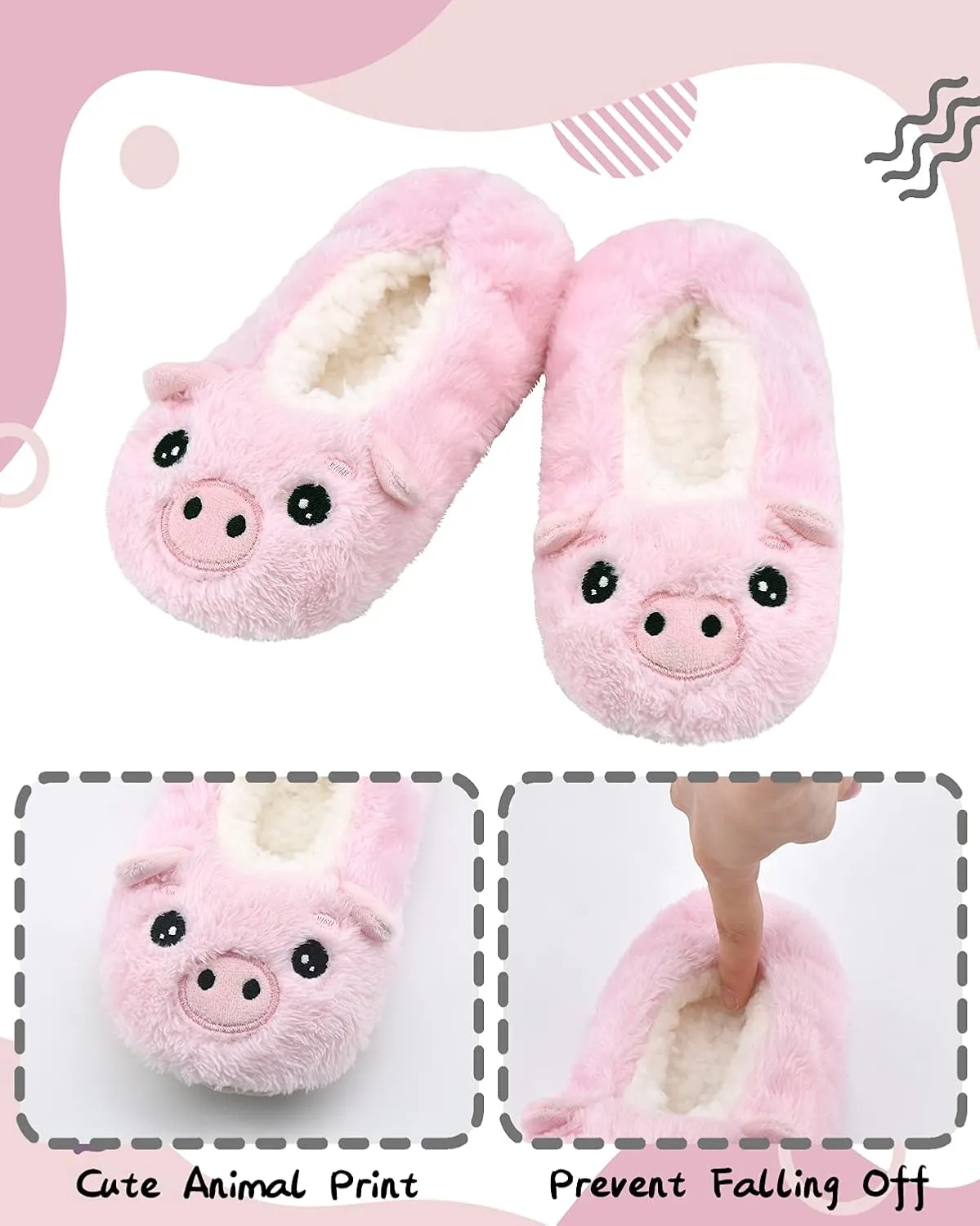 DICUIRD Kid's Animal Slipper Socks, Cartoon Cozy Fleece Indoor Kids Slipper, Fluzzy Warm Bedroom Shoes
