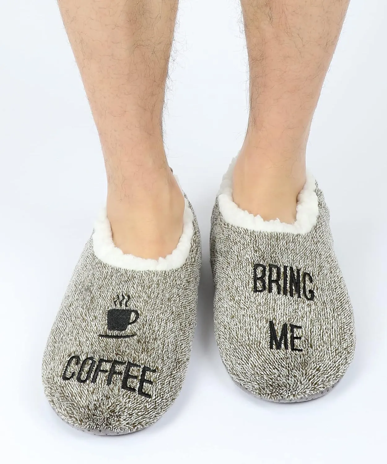 DICUIRD Mens Slipper Socks With Non Skid Bottoms, Warm Slipper Socks With Grippers For Men, Fuzzy House Fabric Slippers