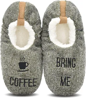 DICUIRD Mens Slipper Socks With Non Skid Bottoms, Warm Slipper Socks With Grippers For Men, Fuzzy House Fabric Slippers