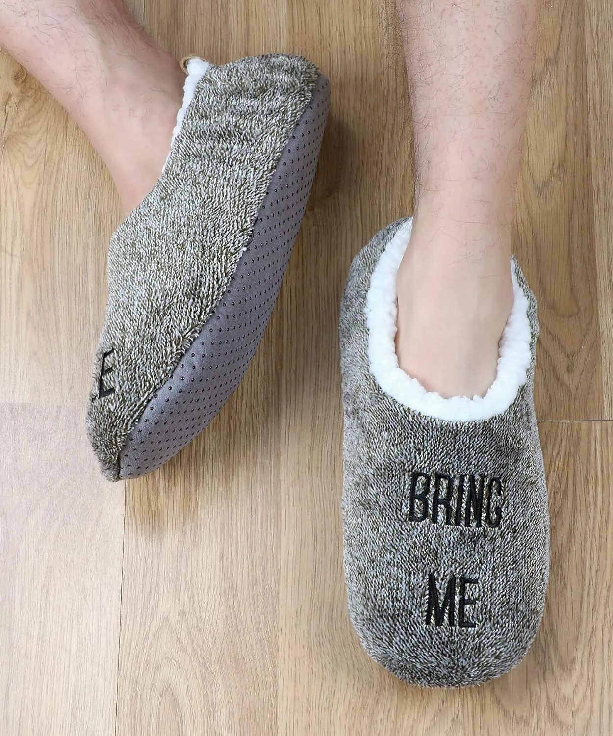 DICUIRD Mens Slipper Socks With Non Skid Bottoms, Warm Slipper Socks With Grippers For Men, Fuzzy House Fabric Slippers