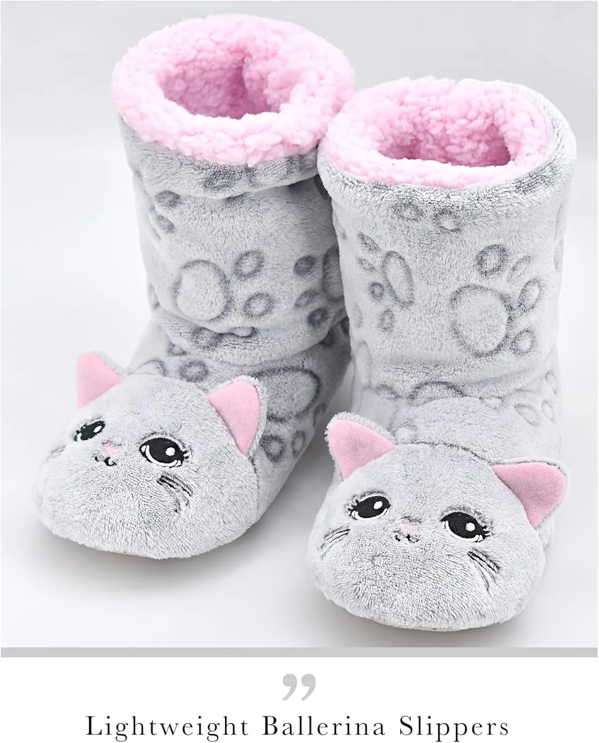 DICUIRD Slipper Socks for Women, Cozy Cute Animal House Indoor Socks with Soft Soles,Warm Fuzzy Sherpa Lined Booties Slippers with Non Slip Bottom,Womens Winter Christmas Gifts