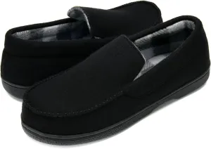 DL Men's Memory Foam Moccasin Slippers Breathable Moccasin Slippers Micro Wool House Shoes Anti-Slip Sole Indoor Outdoor