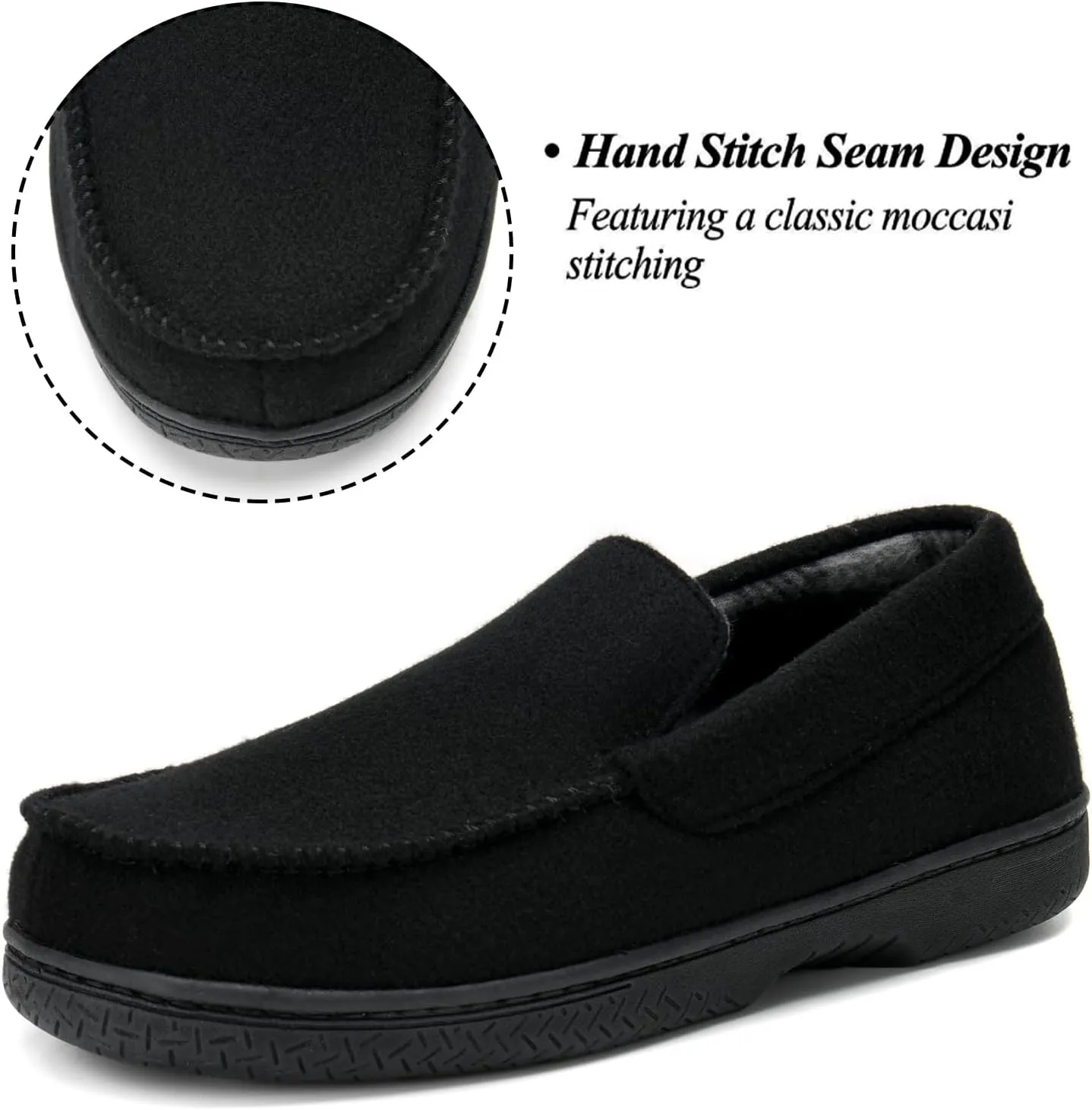 DL Men's Memory Foam Moccasin Slippers Breathable Moccasin Slippers Micro Wool House Shoes Anti-Slip Sole Indoor Outdoor