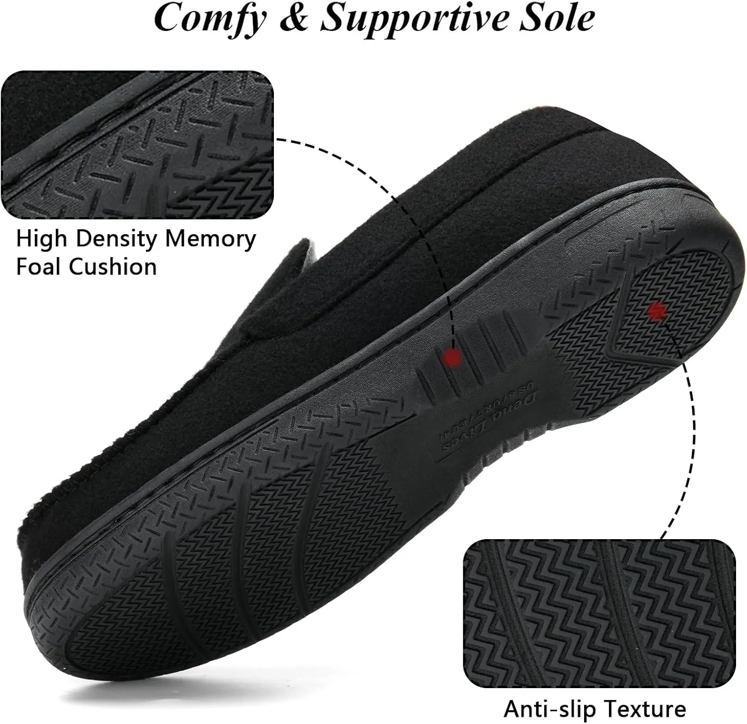 DL Men's Memory Foam Moccasin Slippers Breathable Moccasin Slippers Micro Wool House Shoes Anti-Slip Sole Indoor Outdoor