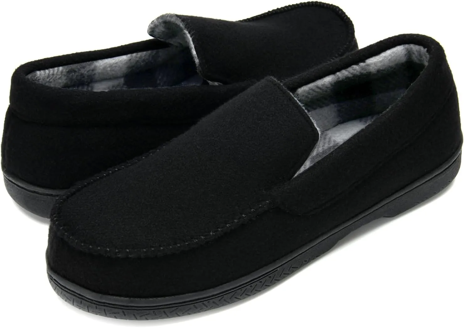 DL Men's Memory Foam Moccasin Slippers Breathable Moccasin Slippers Micro Wool House Shoes Anti-Slip Sole Indoor Outdoor
