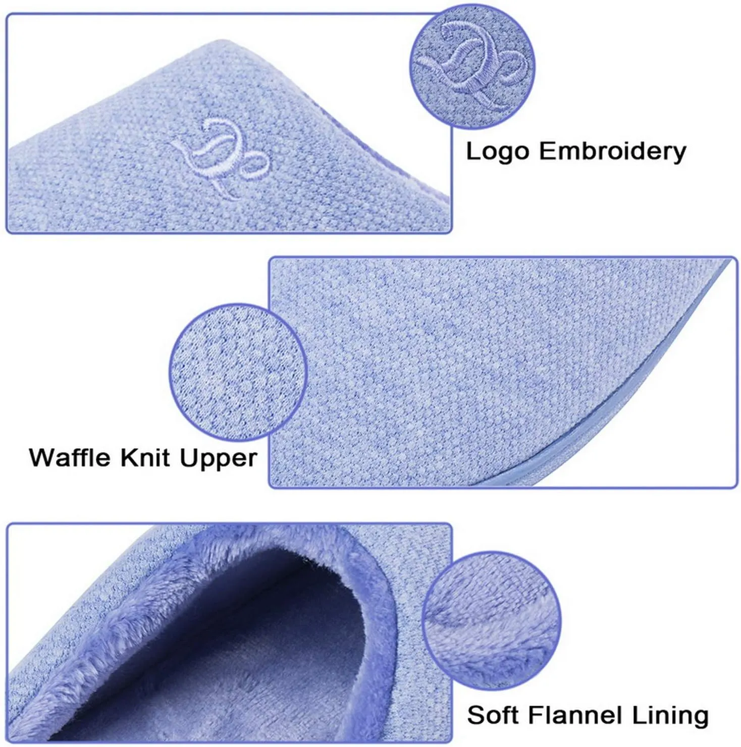 DL Womens Memory Foam Slippers, Cozy Slip on House Slippers for Women Indoor Outdoor, Comfy Women's Bedroom Slippers Warm Soft Flannel Lining Home Slippers Size 5-12 Purple Blue Pink Grey Navy Black