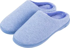 DL Womens Memory Foam Slippers, Cozy Slip on House Slippers for Women Indoor Outdoor, Comfy Women's Bedroom Slippers Warm Soft Flannel Lining Home Slippers Size 5-12 Purple Blue Pink Grey Navy Black