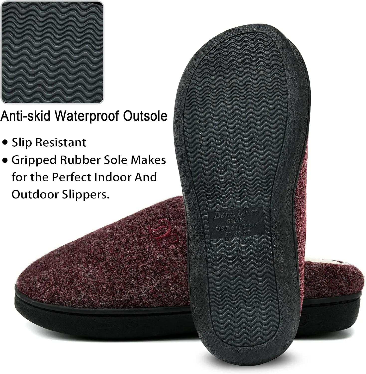 DL Womens Memory Foam Slippers, Cozy Slip on House Slippers for Women Indoor Outdoor, Comfy Women's Bedroom Slippers Warm Soft Flannel Lining Home Slippers Size 5-12 Purple Blue Pink Grey Navy Black