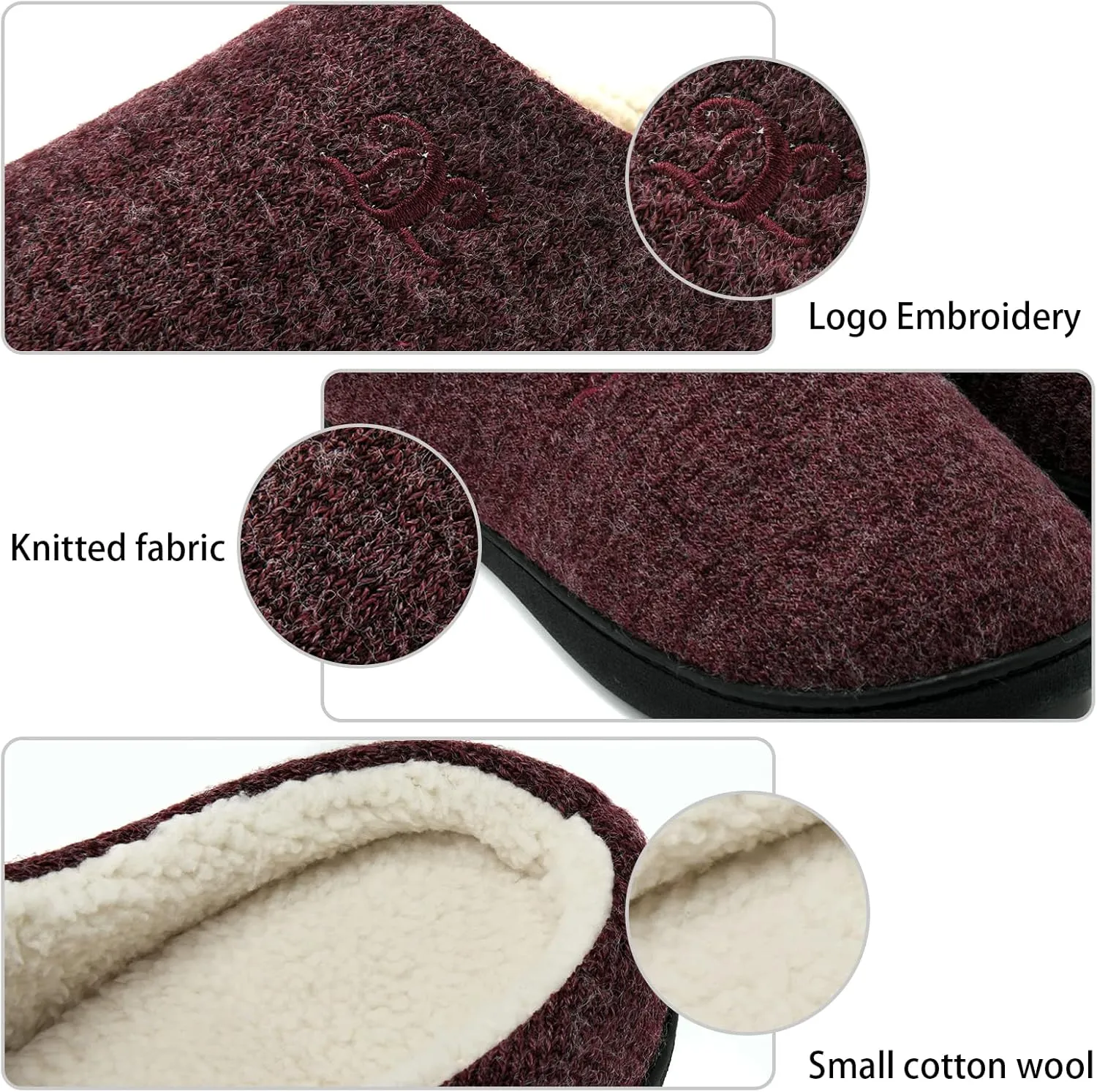 DL Womens Memory Foam Slippers, Cozy Slip on House Slippers for Women Indoor Outdoor, Comfy Women's Bedroom Slippers Warm Soft Flannel Lining Home Slippers Size 5-12 Purple Blue Pink Grey Navy Black