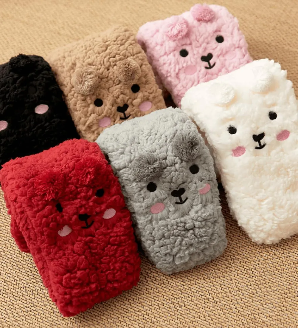Dog Socks Fuzzy Socks Fluffy Socks Winter Warm Soft Slipper Home Sleeping Cute Animal Socks 2 Pairs