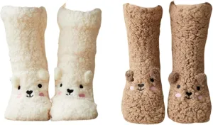 Dog Socks Fuzzy Socks Fluffy Socks Winter Warm Soft Slipper Home Sleeping Cute Animal Socks 2 Pairs