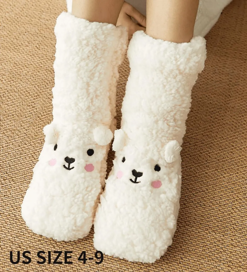 Dog Socks Fuzzy Socks Fluffy Socks Winter Warm Soft Slipper Home Sleeping Cute Animal Socks 2 Pairs