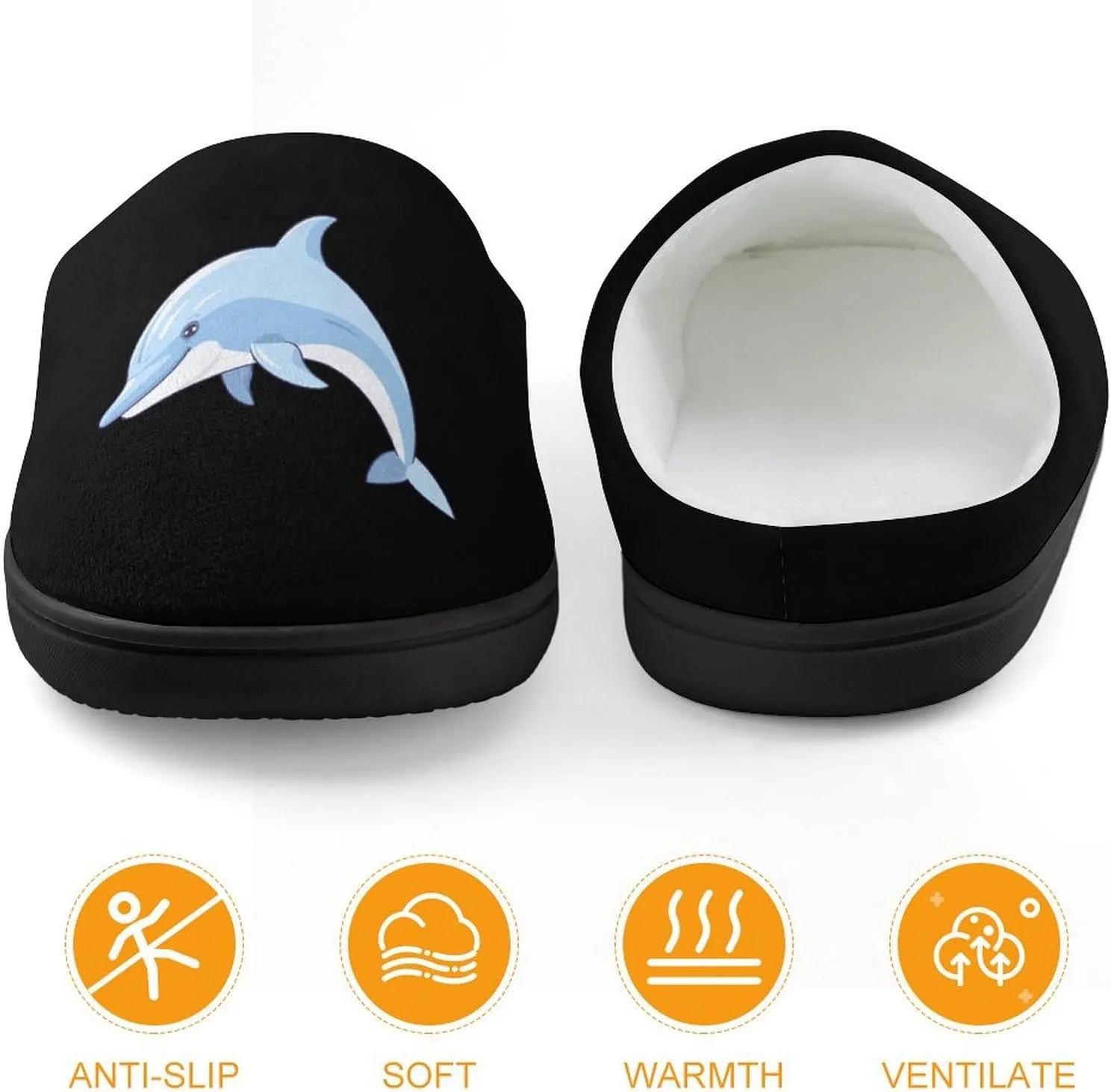 Dolphin Kids Slippers for Girls Boys Winter Warm Plush Slip On House Slippers for Indoor Outdoor