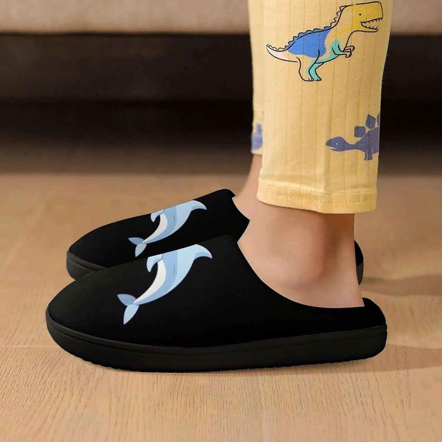 Dolphin Kids Slippers for Girls Boys Winter Warm Plush Slip On House Slippers for Indoor Outdoor