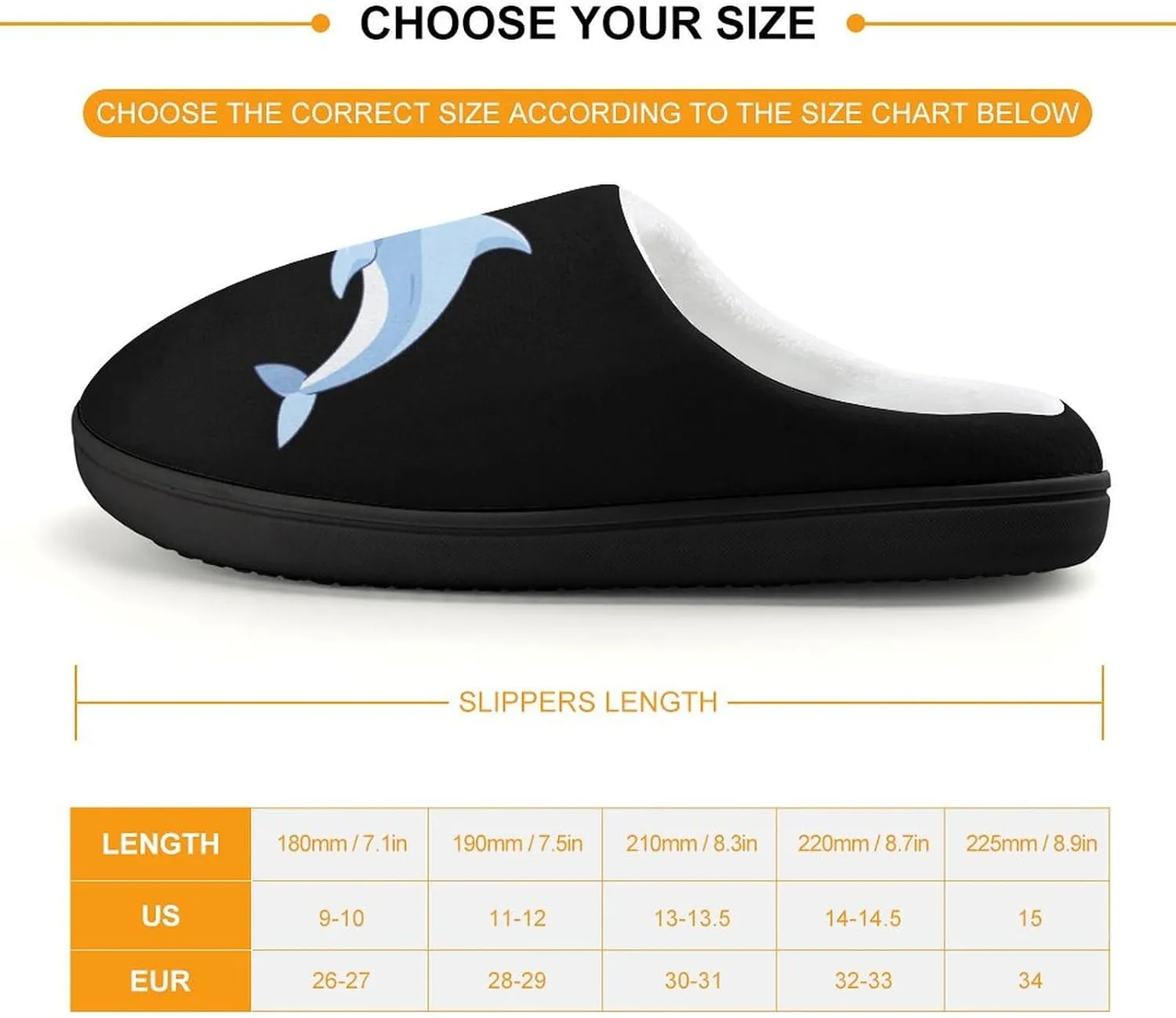 Dolphin Kids Slippers for Girls Boys Winter Warm Plush Slip On House Slippers for Indoor Outdoor