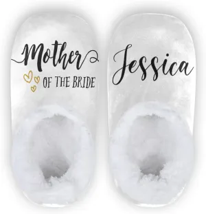 DOMIKING Bride Custom Wedding Bride Slippers Bridesmaid Personalized Bridal Warm Slippers for Bed Bedroom Indoor Guest M