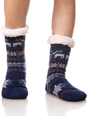 DoSmart Men's Winter Thermal Fleece Lining Knit Slipper Socks Soft Warm Cozy Fuzzy Fluffy Christmas Non Slip Socks
