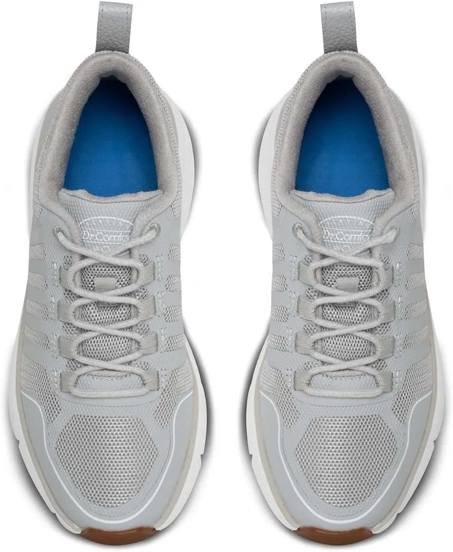 Dr. Comfort Women's Grace Athletic Walking Shoe, Grey, Mesh & Synthetic, Gel Insole, Moderate Cushioning
