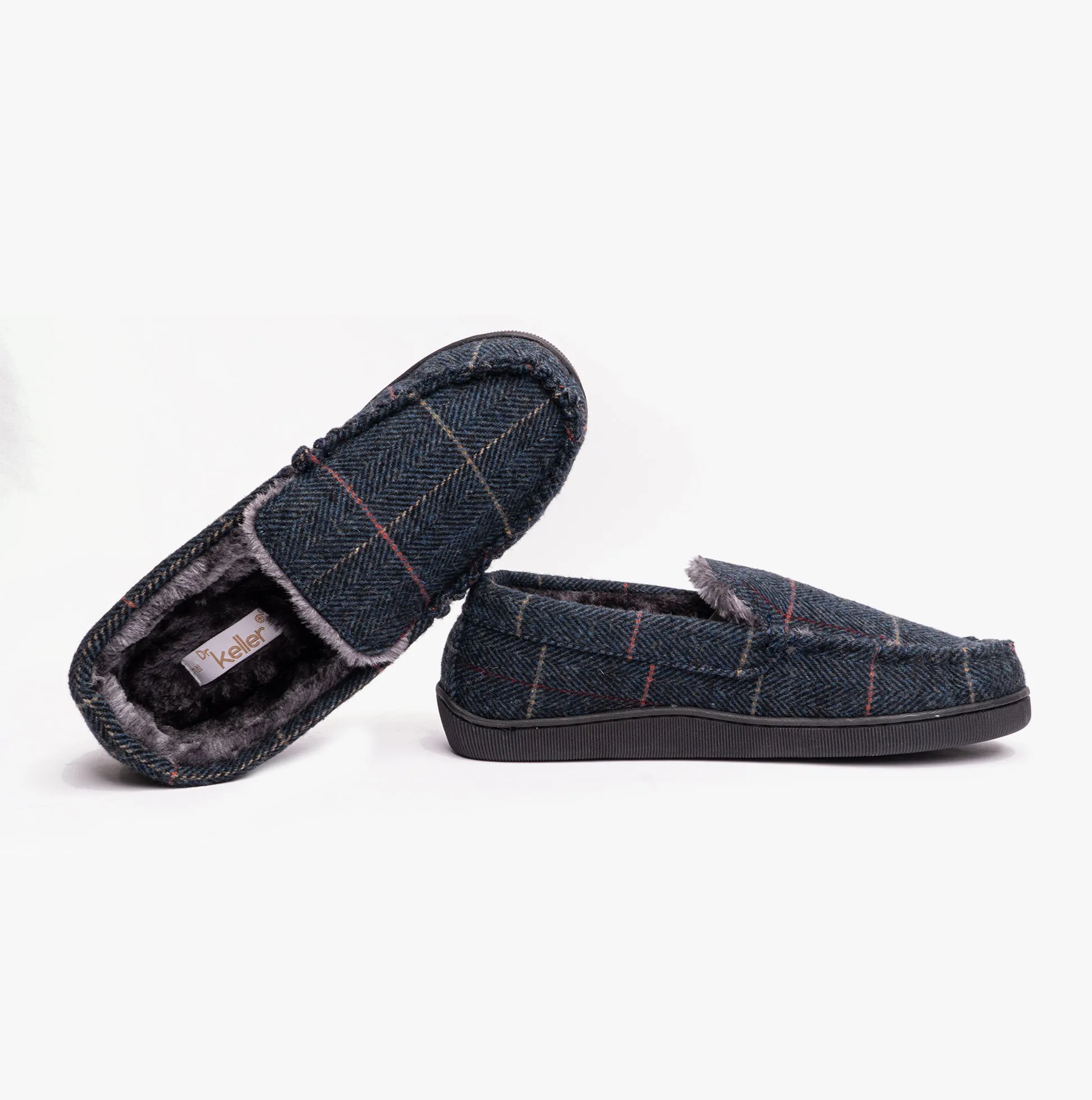 Dr Keller BURT Mens Full Slippers Navy
