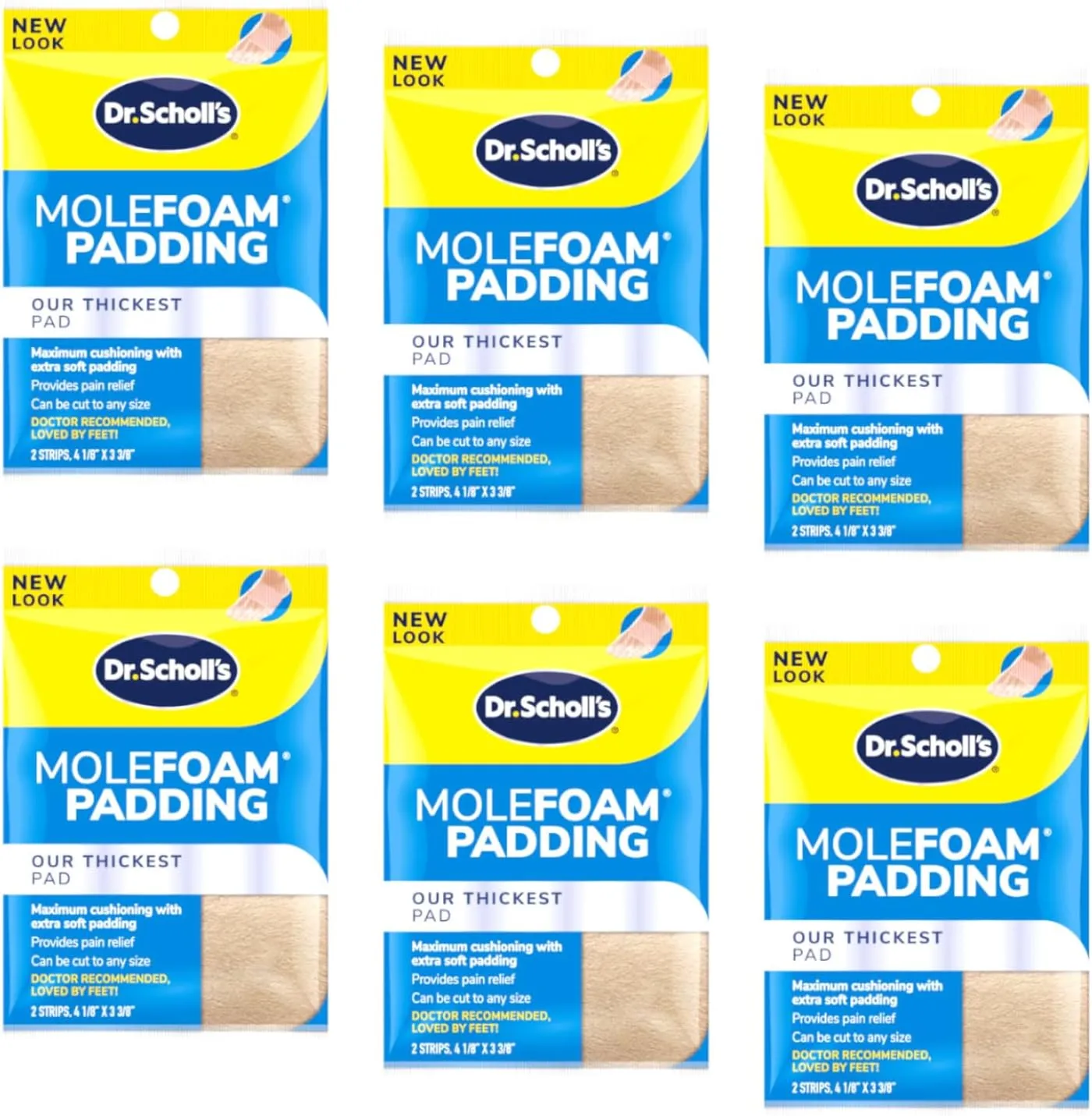 Dr. Scholl's Molefoam Padding, 2 each - Pack of 6 - Packaging May Vary