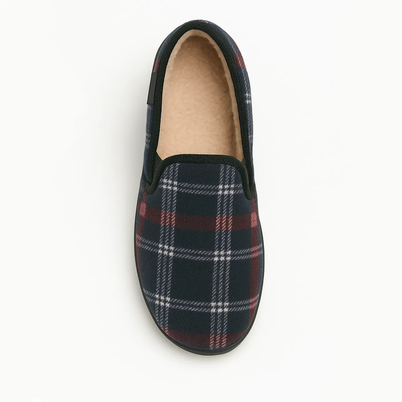 Dunlop MARTYN Mens Lined Textile Full Slippers Navy Check