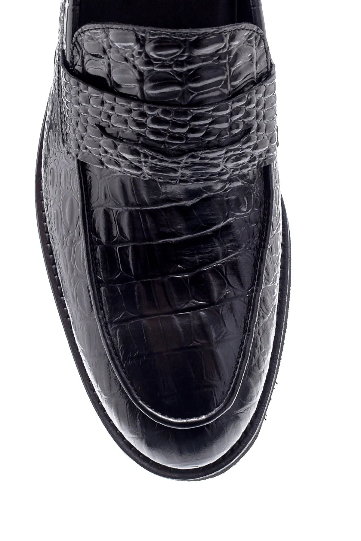 Erkek Deri Kroko Desen Klasik Loafer