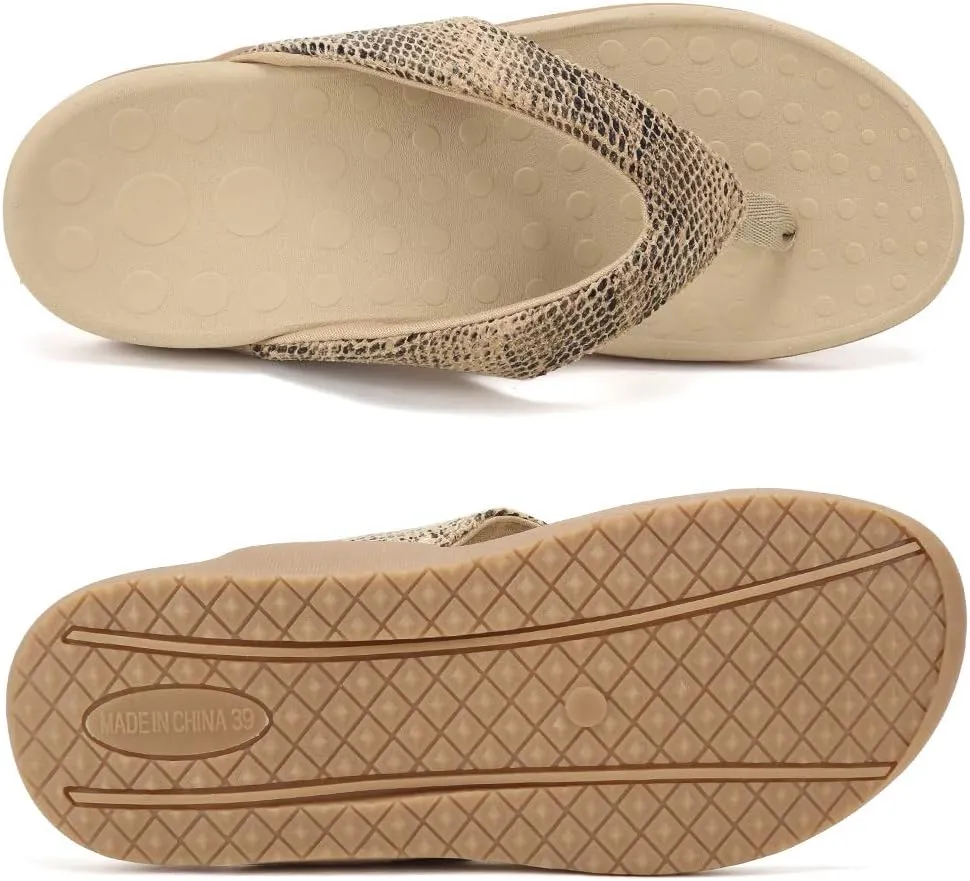 FANTURE Women Orthotic Arch Support Sandal for Comfortable Walk Thong Style Casual Flip Flops