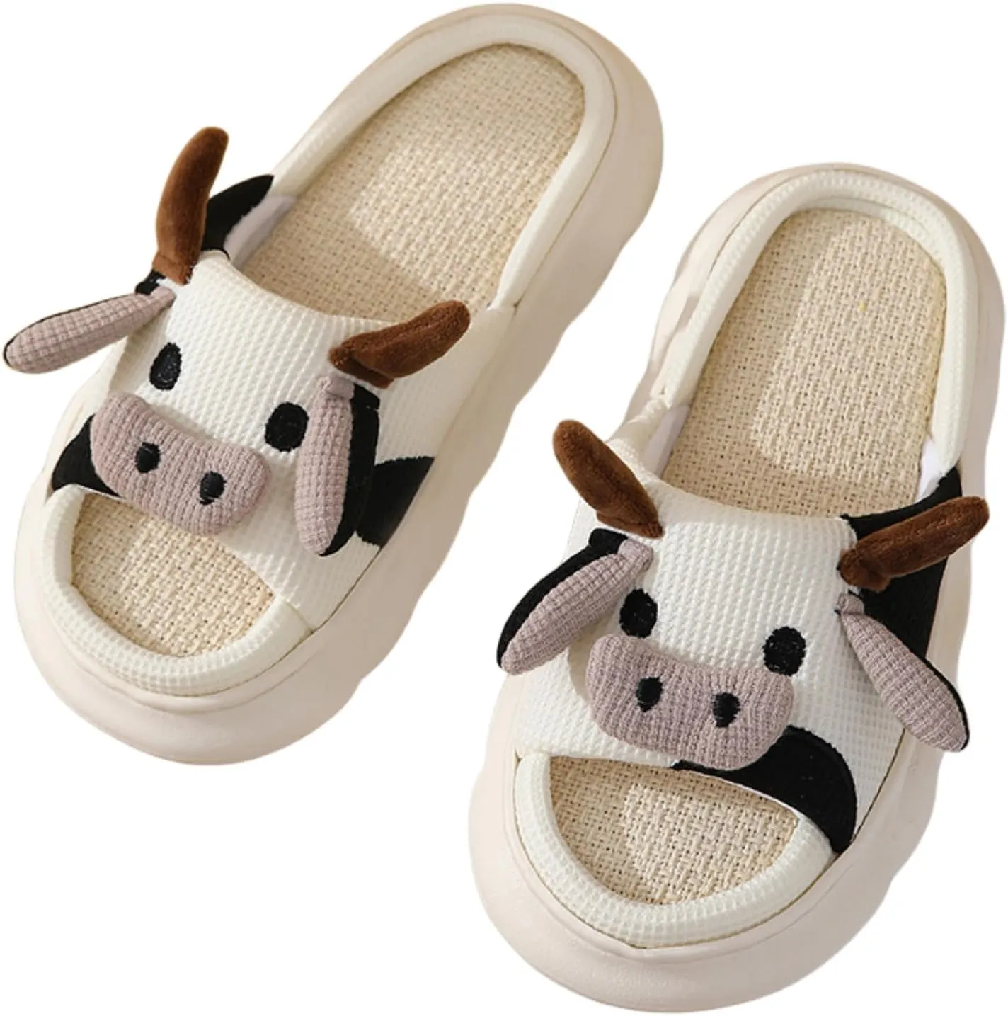 FAYUEKEY Cow Slippers for Women Mens Fuzzy Shoes Gift Indoor Outdoor