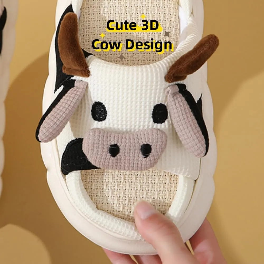 FAYUEKEY Cow Slippers for Women Mens Fuzzy Shoes Gift Indoor Outdoor