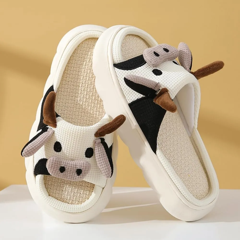 FAYUEKEY Cow Slippers for Women Mens Fuzzy Shoes Gift Indoor Outdoor